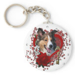 Valentines - Key to My Heart - Sheltie Keychain