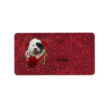 Valentines - Key to My Heart - Tibetan Terrier Personalized Address Label