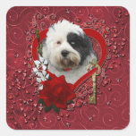 Valentines - Key to My Heart - Tibetan Terrier Square Sticker