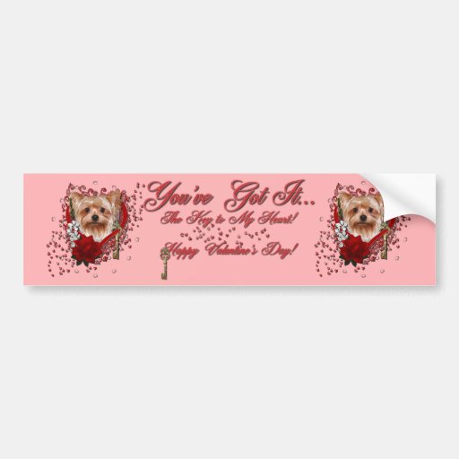 Valentines - Key to My Heart - Yorkshire Terrier Bumper Sticker