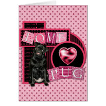 Valentines - Love Pug - Ruffy Greeting Card