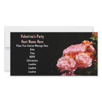Valentine's Party Invitations Black Pink Roses Photo Cards