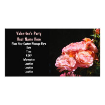 Valentine's Party Invitations Black Pink Roses Photo Cards