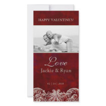 Valentine's Photo Card Template Red Rose Garden