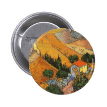Valley Ploughman, van Gogh, Vintage Impressionism Button