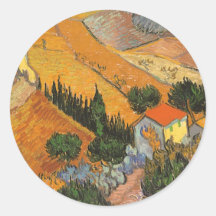 Valley Ploughman, van Gogh, Vintage Impressionism Stickers
