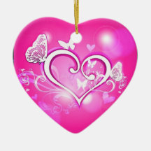 Valuegem Pink Butterfly Hart Ornament