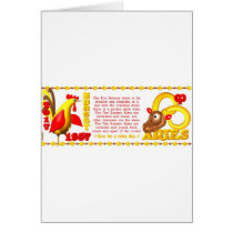 Valxart 1957 2017 zodiac fire rooster born Aries Greeting Cards