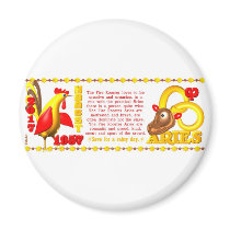 Valxart 1957 2017 zodiac fire rooster born Aries Fridge Magnets