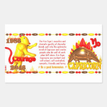 Valxart 1986 2046 FireTiger zodiac Capricorn Rectangle Sticker