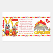 Valxart 1987 2047 FireRabbit zodiac Capricorn Rectangular Stickers