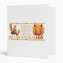 Valxart 2005 1945 2065 zodiac WoodRooster Leo 3 Ring Binder
