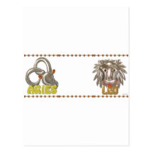 ValxArt Aries Leo zodiac friendship Postcard