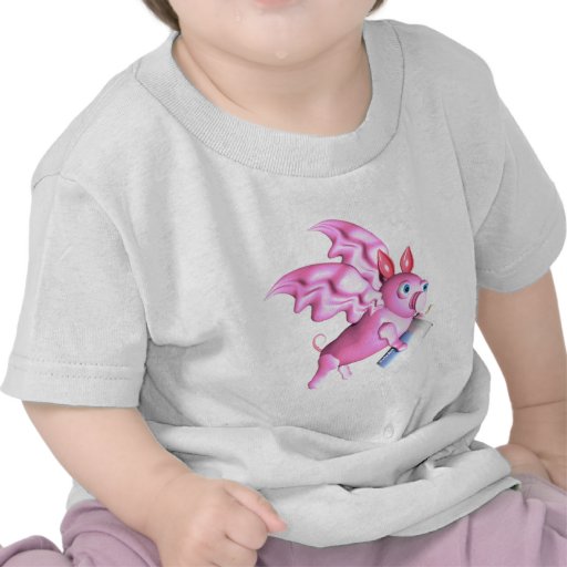 ValxArt flying pink pig with baby bottle T-shirts