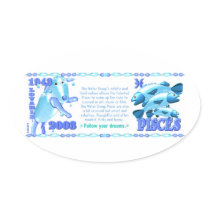 ValxArt Zodiac water sheep born Pisces 1943 2003 Oval Sticker