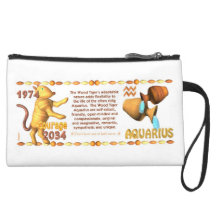 Valxart's 1974 WoodTiger  zodiac born Aquarius Wristlet Clutch