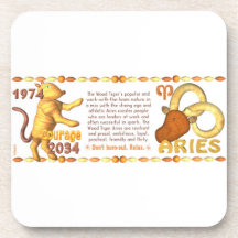 Valxart's 1974 WoodTiger  zodiac born Aries Beverage Coaster
