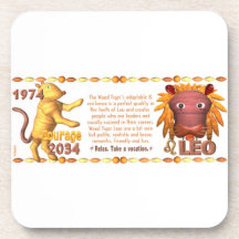 Valxart's 1974 WoodTiger  zodiac born Leo Coasters