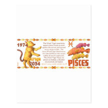 Valxart's 1974 WoodTiger  zodiac born Pisces Post Cards