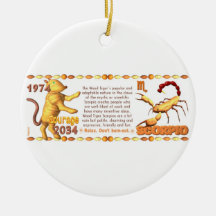 Valxart's 1974 WoodTiger  zodiac born Scorpio Christmas Tree Ornament