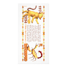Valxart's 1974 WoodTiger  zodiac born Scorpio Picture Card