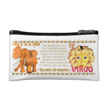 Valxart's 1985 zodiac wood bull born Virgo Cosmetics Bags