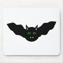 Vampire Cat Faced Bat Halloween Mousepad