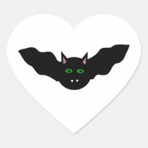 Vampire Cat Faced Bat Halloween Sickers Heart Sticker