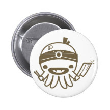 Vampire Chef Cartoon Octopus Halloween Button