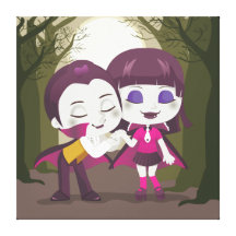 Vampire Couple Stretched Canvas Print