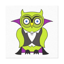 Vampire Halloween Owl Gallery Wrapped Canvas