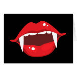 Vampire mouth with red lips and fangs card