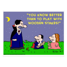 VAMPIRE PLAY WITH WOODEN STAKES POST CARD