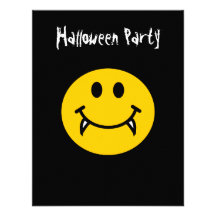Vampire smiley face with fangs custom invitations