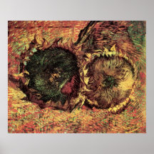Van Gogh; 2 Cut Sunflowers, Vintage Floral Flowers Posters