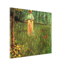 Van Gogh; A Woman Walking in a Garden Canvas Print