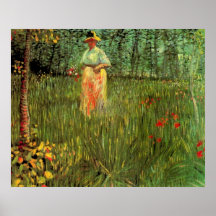 Van Gogh; A Woman Walking in a Garden Print