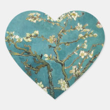 Van Gogh Almond Branches In Bloom Heart Stickers