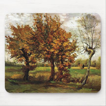 Van Gogh Autumn Landscape Four Trees Mouse Pads