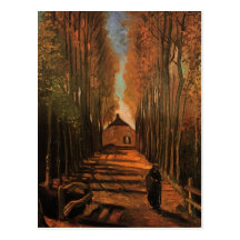 Van Gogh Avenue of Poplars in Autumn (F122) Postcards