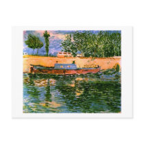 Van Gogh Banks of the Seine with Boats Postcards