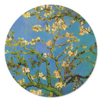 Van Gogh; Blossoming Almond Tree Round Sticker