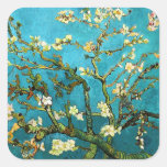 Van Gogh Blossoming Almond Tree Vintage Fine Art Square Stickers