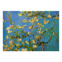 Van Gogh; Blossoming Almond Tree, Vintage Flowers Custom Invitations