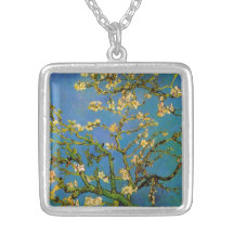 Van Gogh; Blossoming Almond Tree, Vintage Flowers Personalized Necklace