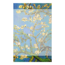 Van Gogh; Blossoming Almond Tree, Vintage Flowers Custom Stationery