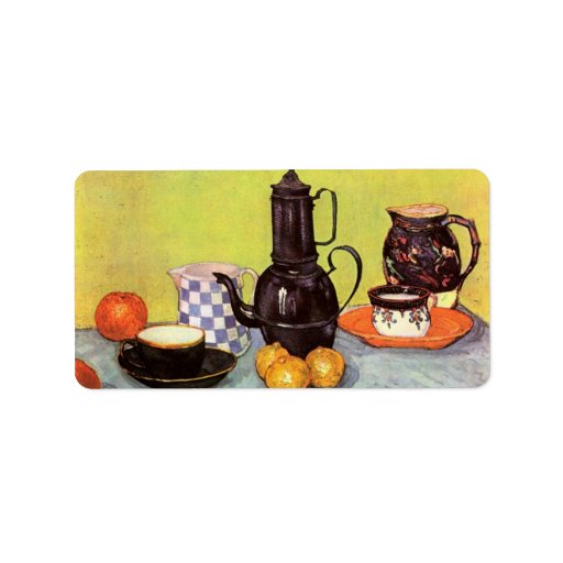 Van Gogh Blue Enamel Coffeepot, Earthenware, Fruit Personalized Address Labels