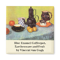 Van Gogh Blue Enamel Coffeepot, Earthenware, Fruit Refrigerator Magnet