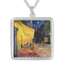 Van Gogh; Cafe Terrace at Night, Vintage Fine Art Personalized Necklace