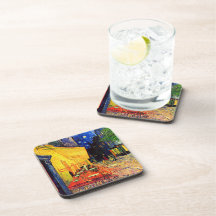 Van Gogh Cafe Terrace Vintage Fine Art Coasters